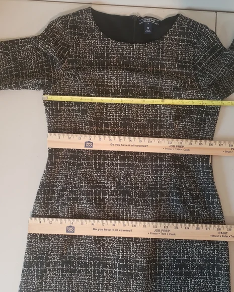 Lands' End Midi Dress Short Sleeves Pockets Stretch Size 12 Black Tan Print - Picture 14 of 16